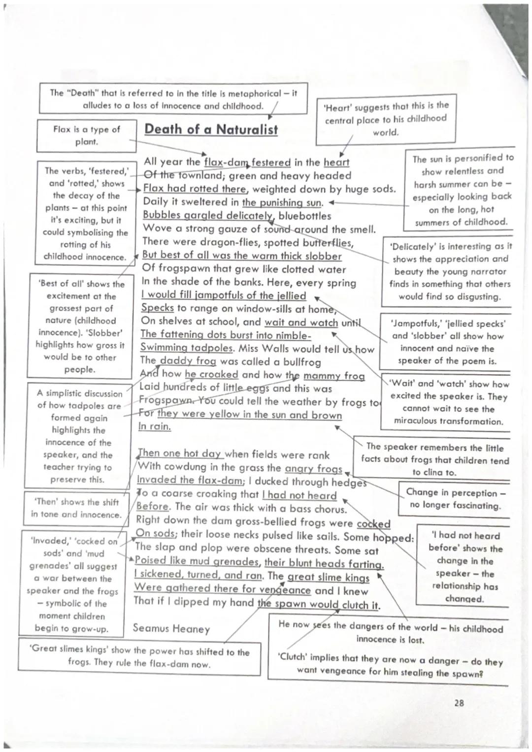 The "Death" that is referred to in the title is metaphorical - it
alludes to a loss of innocence and childhood.

Flax is a type of
plant.

D