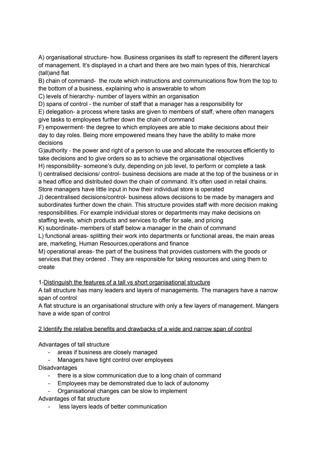 Organisational strcuture 