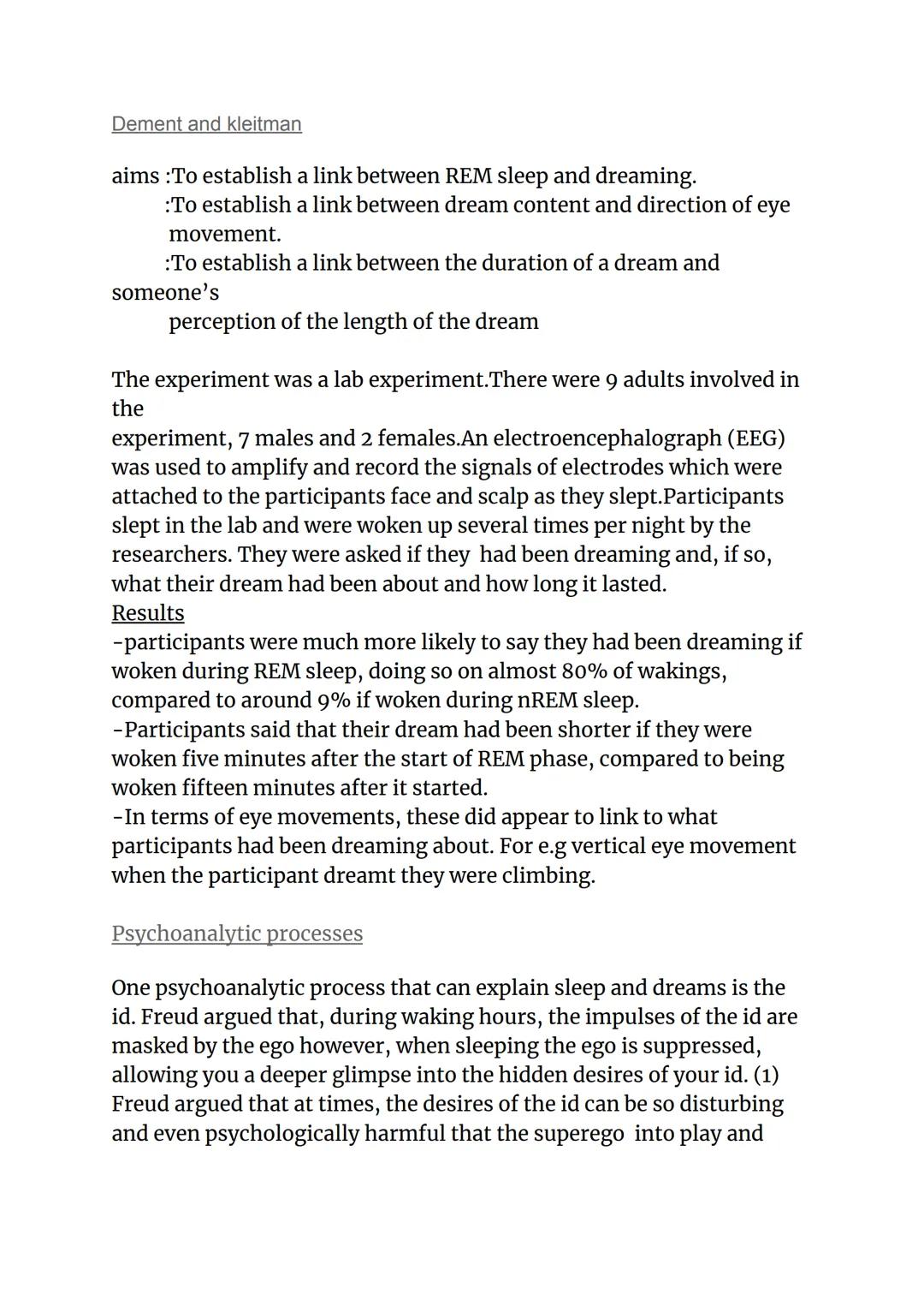The latent content

# Sleep & dreams

The latent content is the true meaning behind the symbols in the
dream (1), whilst the manifest conten