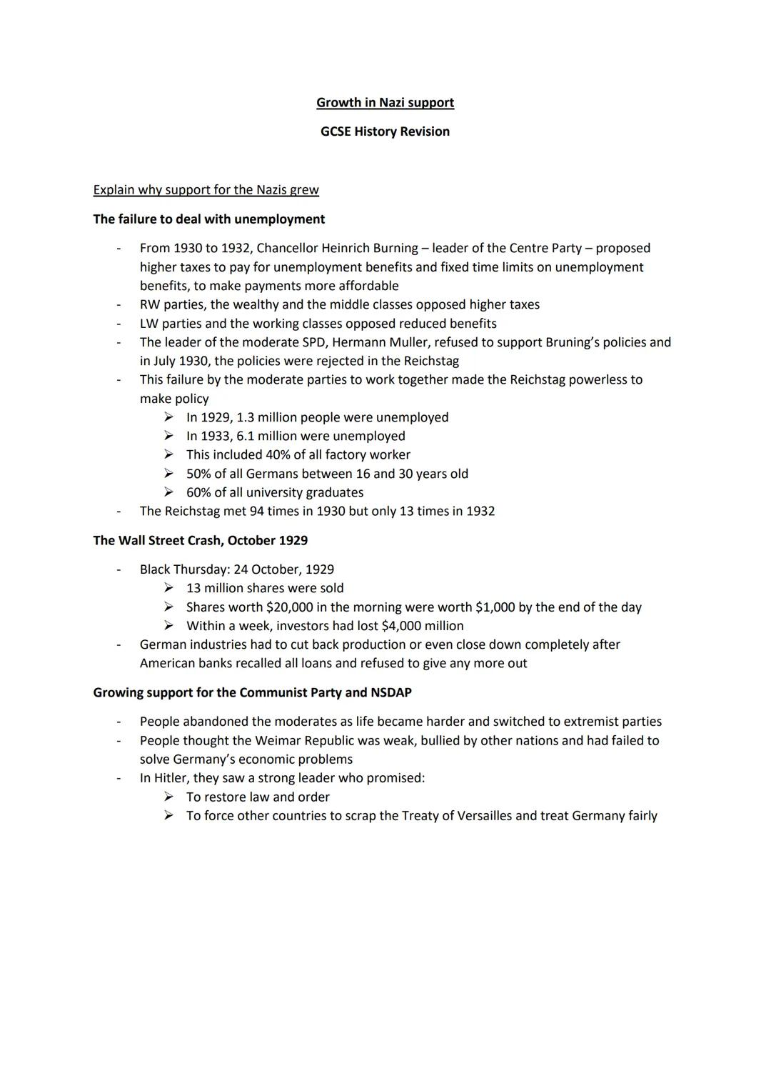 Weimar and Nazi Germany: Growth in Nazi Support 