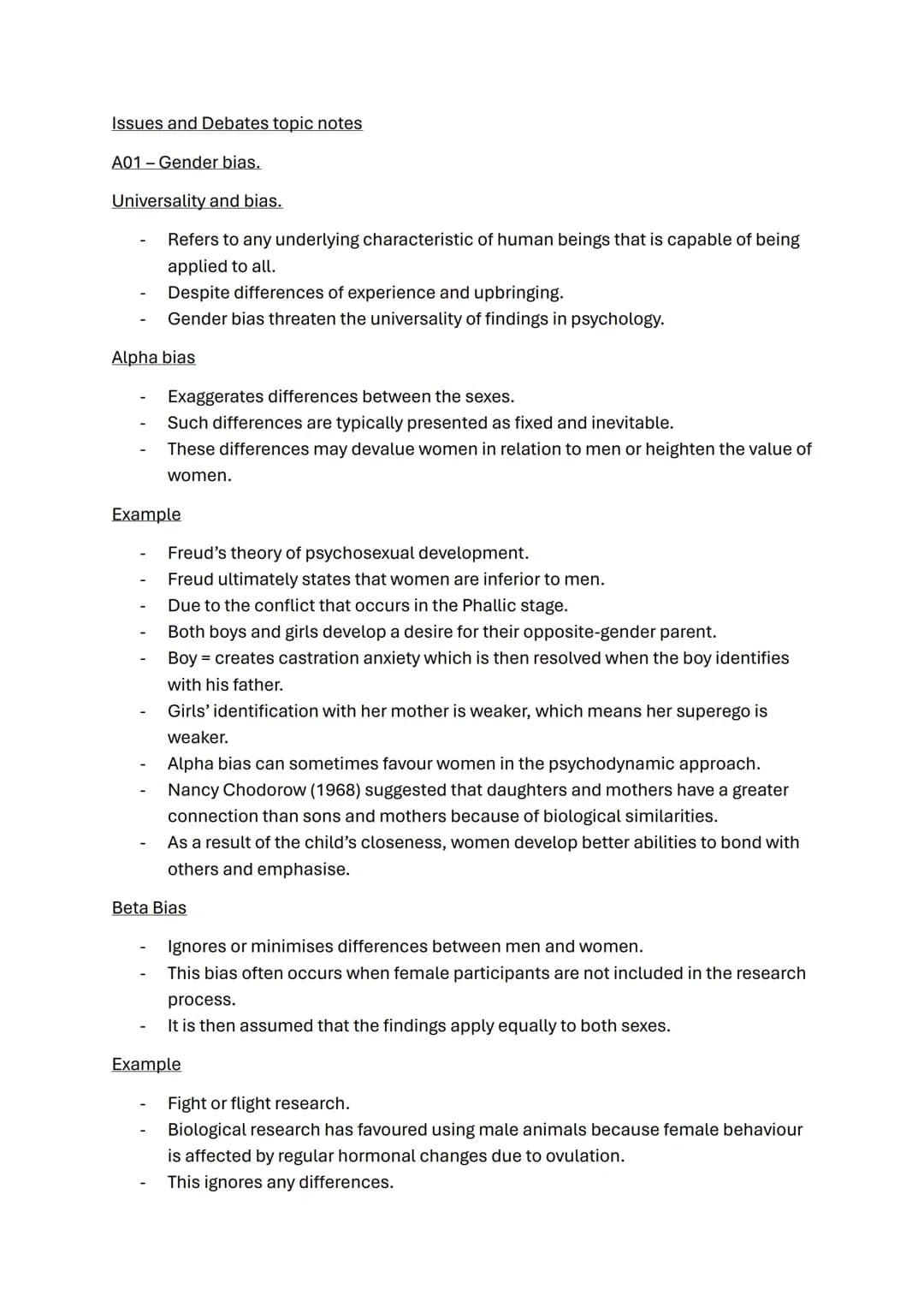 Issues and debates topic notes