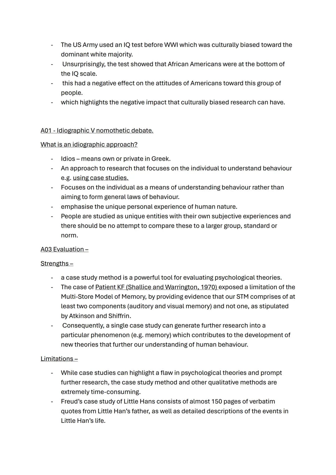 Issues and Debates topic notes
A01 Gender bias.
Universality and bias.
Refers to any underlying characteristic of human beings that is capab