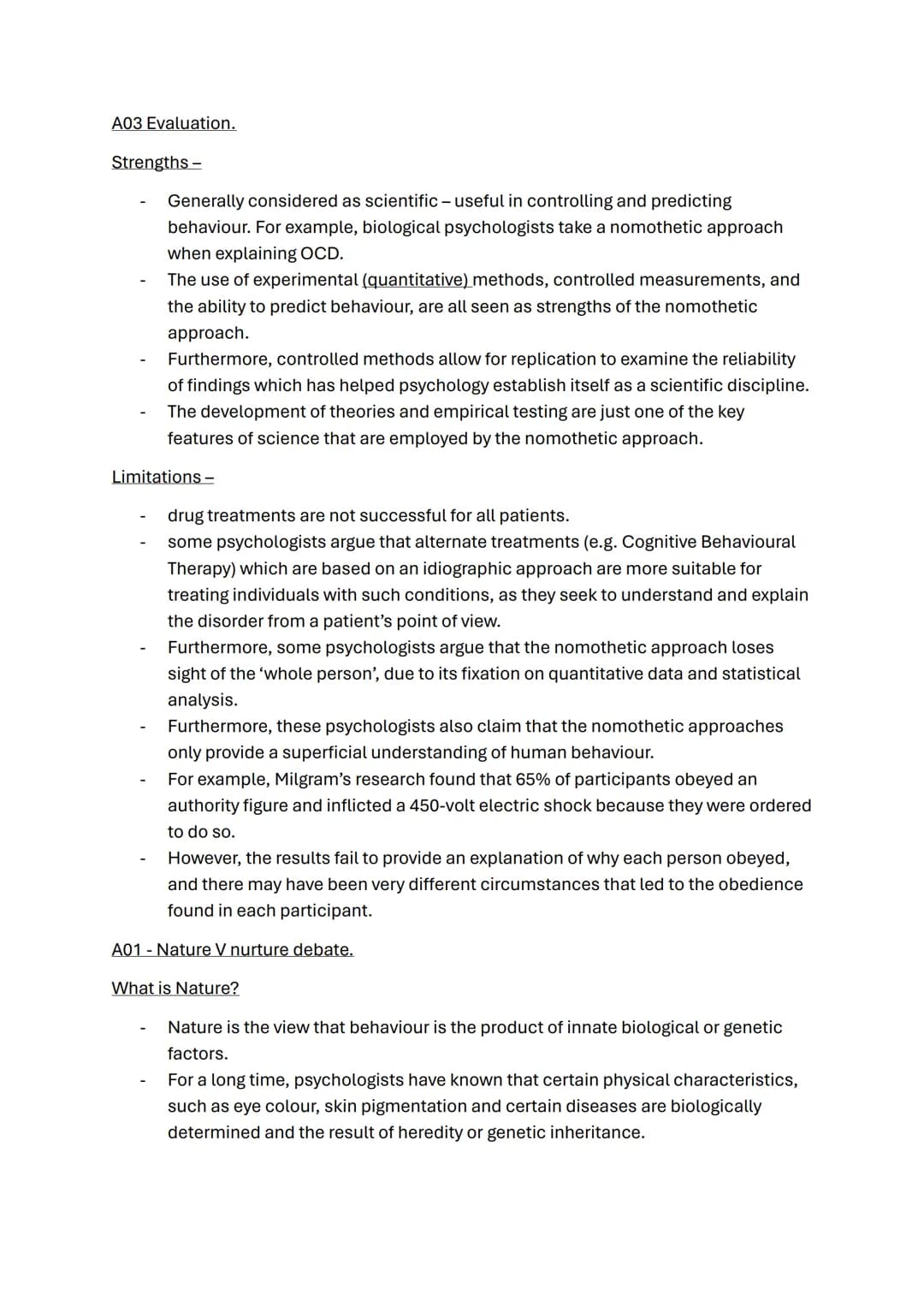 Issues and Debates topic notes
A01 Gender bias.
Universality and bias.
Refers to any underlying characteristic of human beings that is capab