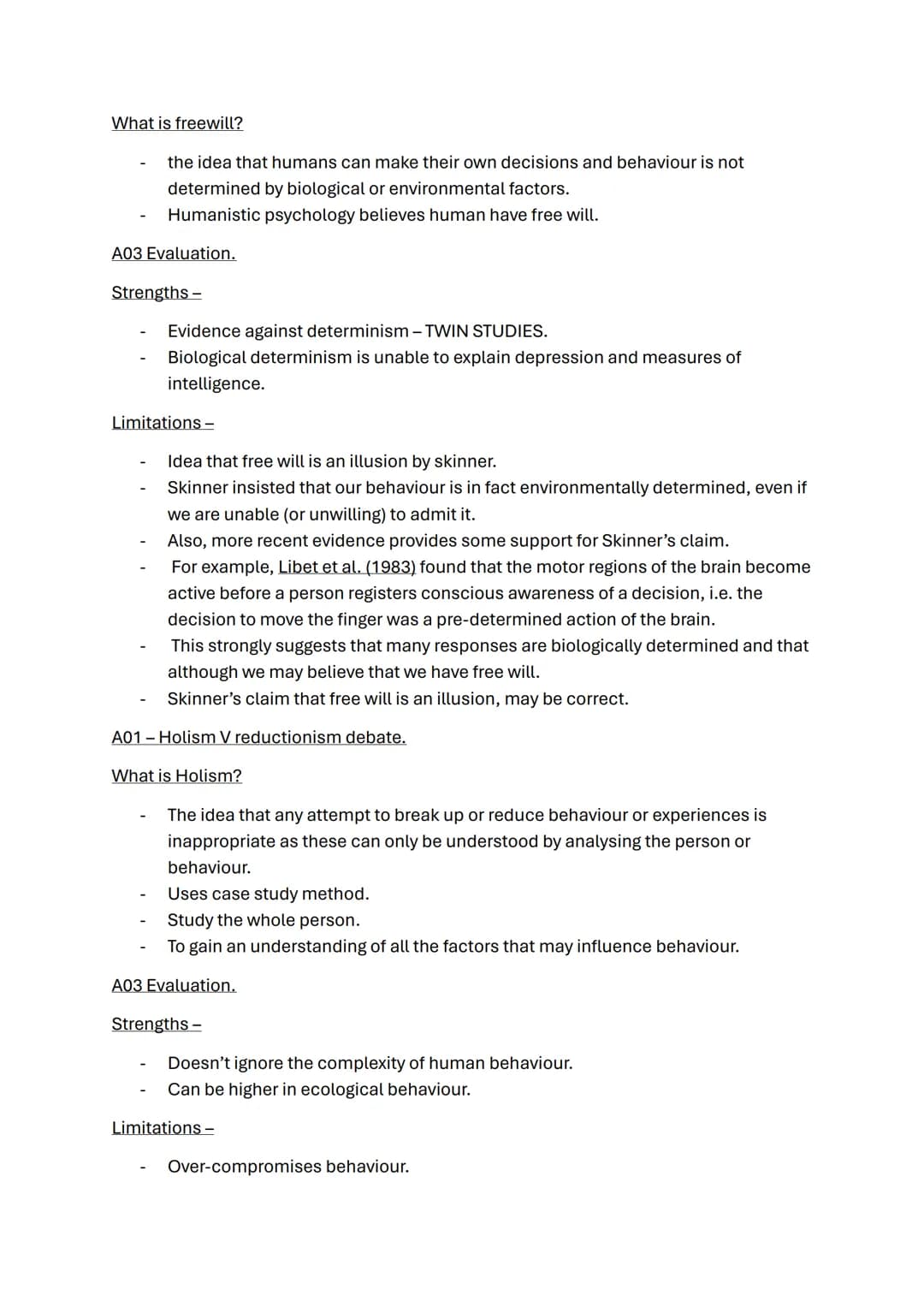 Issues and Debates topic notes
A01 Gender bias.
Universality and bias.
Refers to any underlying characteristic of human beings that is capab
