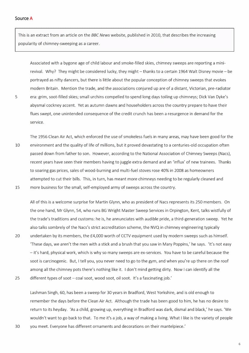 GCSE English Language
Paper 2
AQA
2-4
Exam Paper 1: Living in Poverty
6-8 Exam Paper 2: Chimney-Sweeping
10-12 Exam Paper 3: Gender Equality
