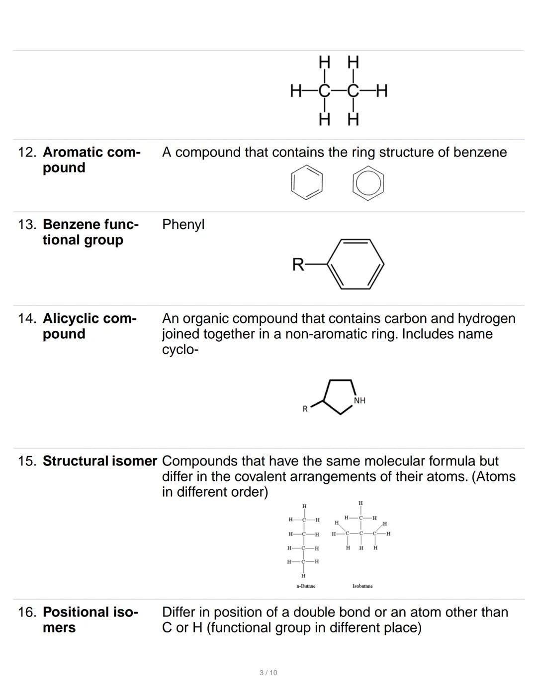 Chemistry: Organic 1
1. General formula
2. Structural formu- a formula that shows the arrangement of atoms in the
molecule of a compound. Eg