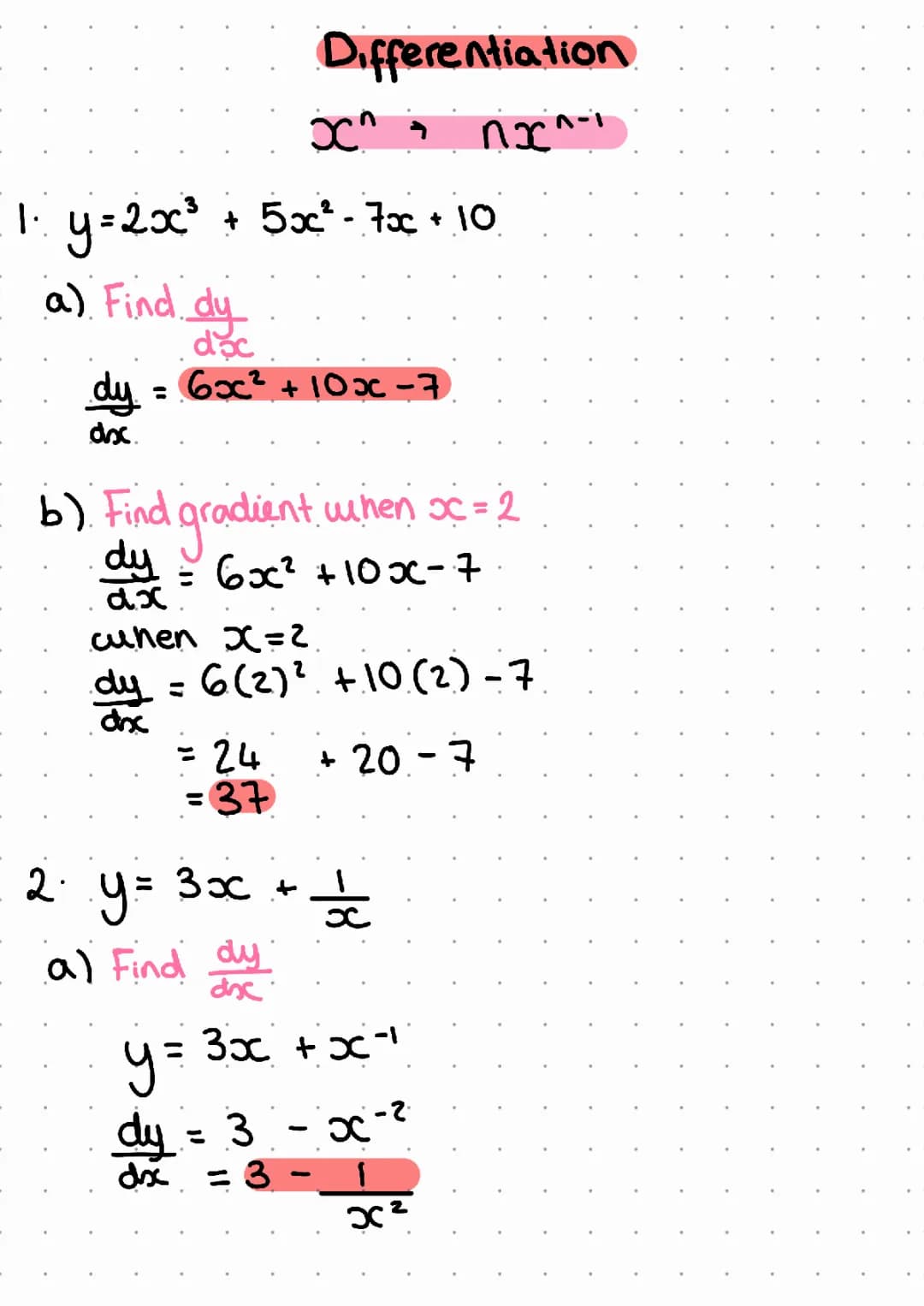 Finding the Gradient of a Curve and Understanding Stationary Points