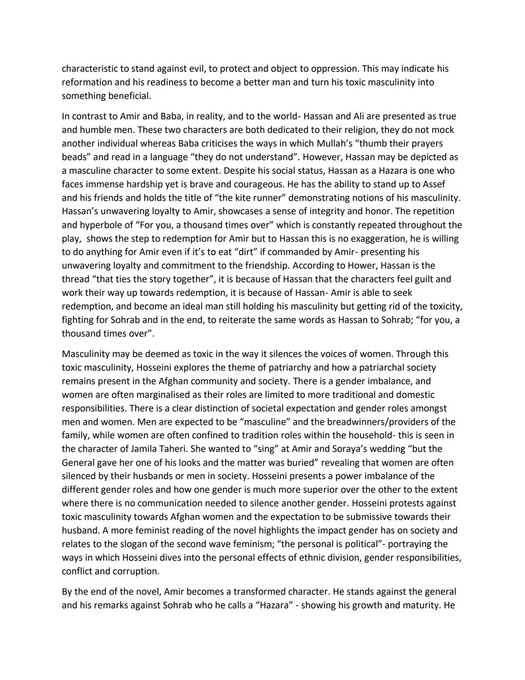 'In The Kite Runner, masculinity is toxic; all the male characters are vile.'
To what extent do you agree with this view?
Remember to includ