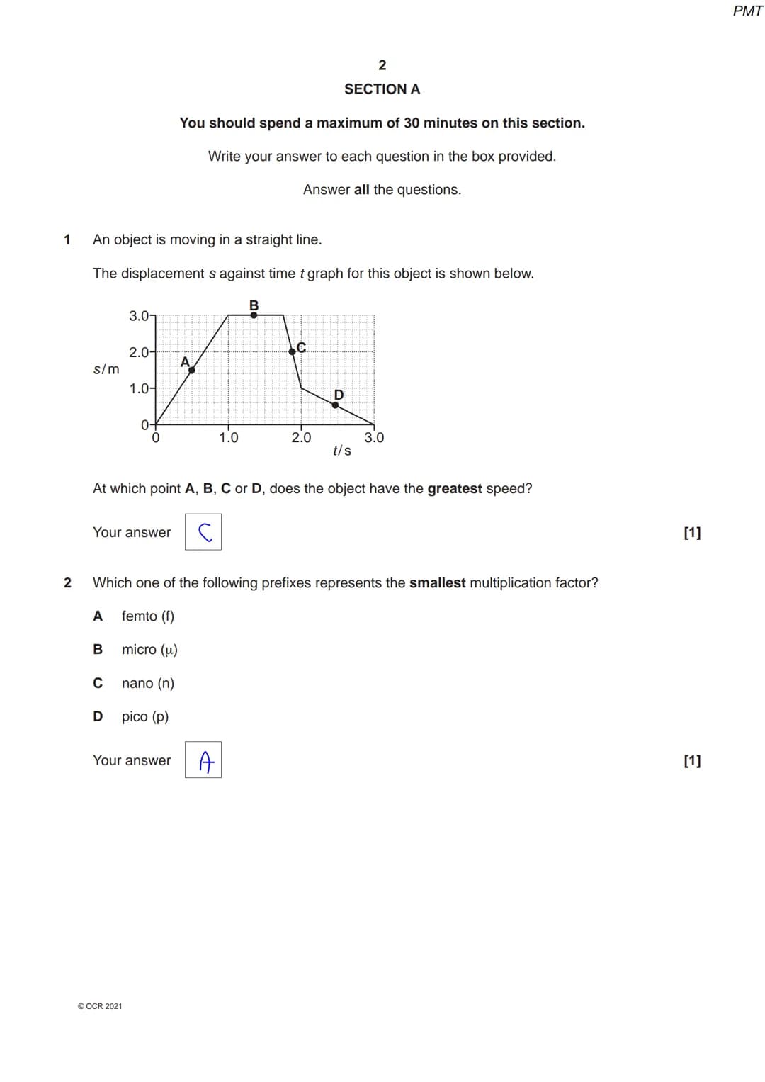8334267511
OCR
Oxford Cambridge and RSA
Friday 8 October 2021 – Morning
A Level Physics A
H556/01 Modelling physics
Time allowed: 2 hours 15