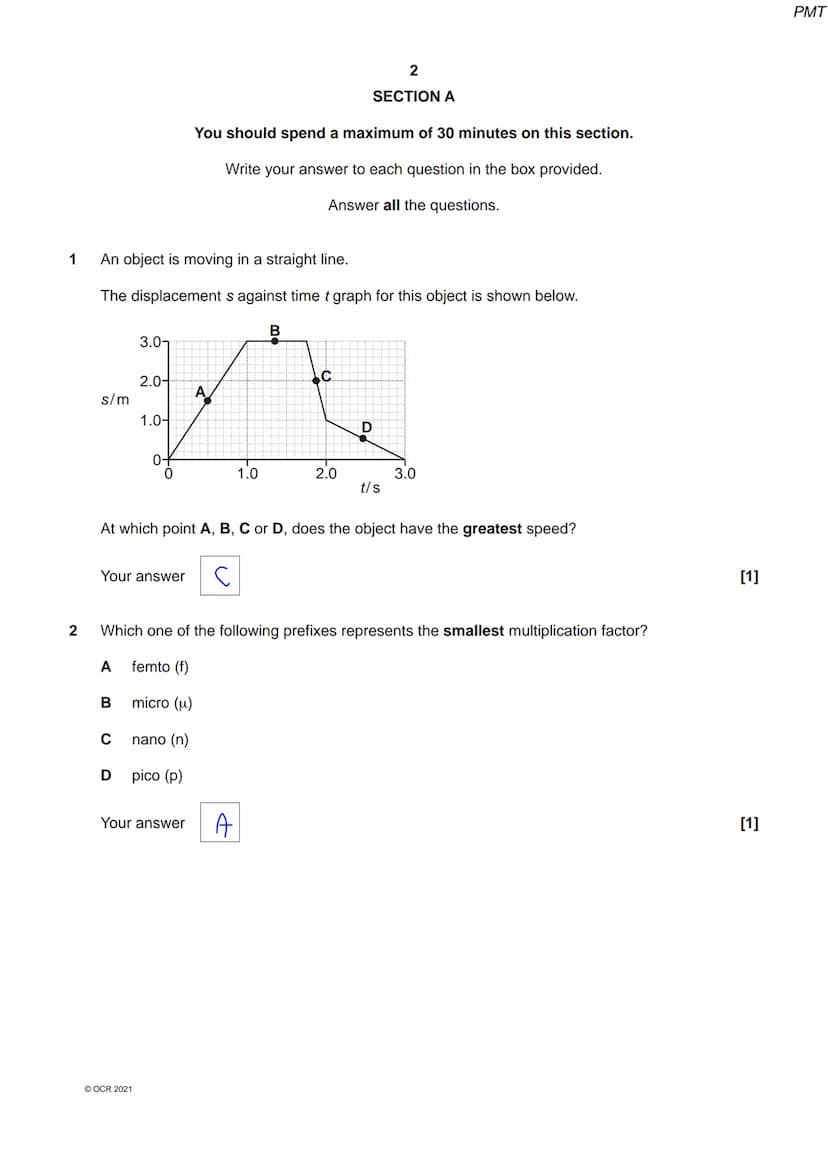8334267511
OCR
Oxford Cambridge and RSA
Friday 8 October 2021 – Morning
A Level Physics A
H556/01 Modelling physics
Time allowed: 2 hours 15