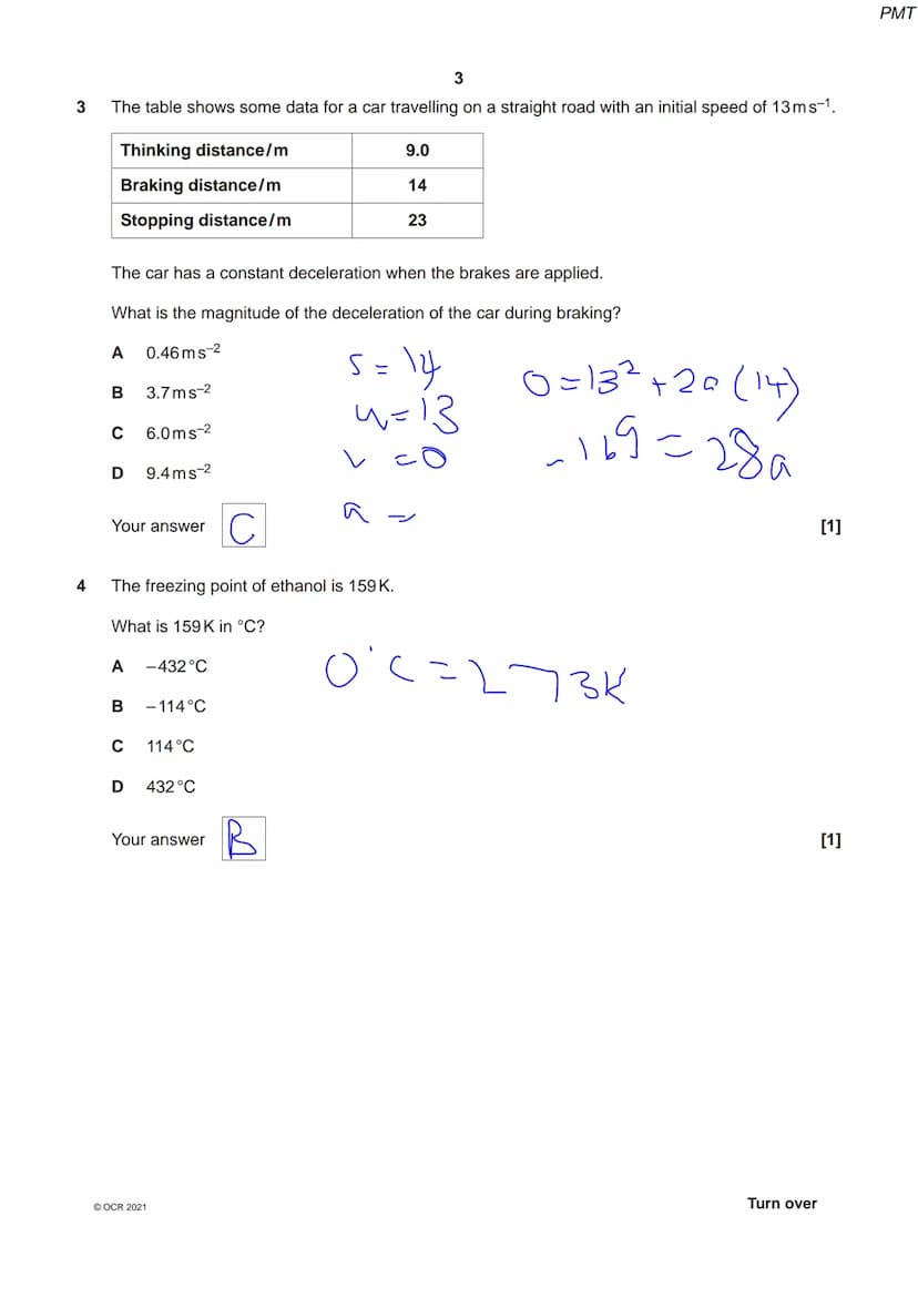 8334267511
OCR
Oxford Cambridge and RSA
Friday 8 October 2021 – Morning
A Level Physics A
H556/01 Modelling physics
Time allowed: 2 hours 15