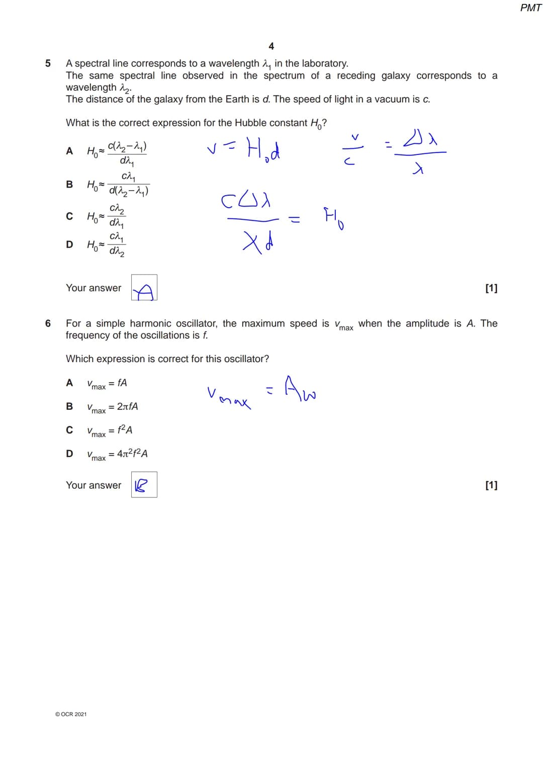 8334267511
OCR
Oxford Cambridge and RSA
Friday 8 October 2021 – Morning
A Level Physics A
H556/01 Modelling physics
Time allowed: 2 hours 15