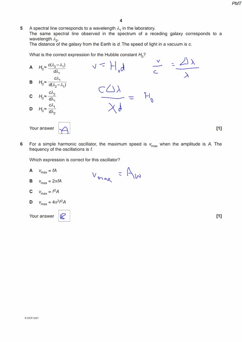 8334267511
OCR
Oxford Cambridge and RSA
Friday 8 October 2021 – Morning
A Level Physics A
H556/01 Modelling physics
Time allowed: 2 hours 15