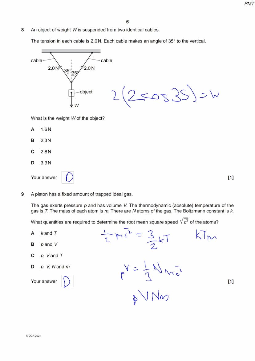 8334267511
OCR
Oxford Cambridge and RSA
Friday 8 October 2021 – Morning
A Level Physics A
H556/01 Modelling physics
Time allowed: 2 hours 15