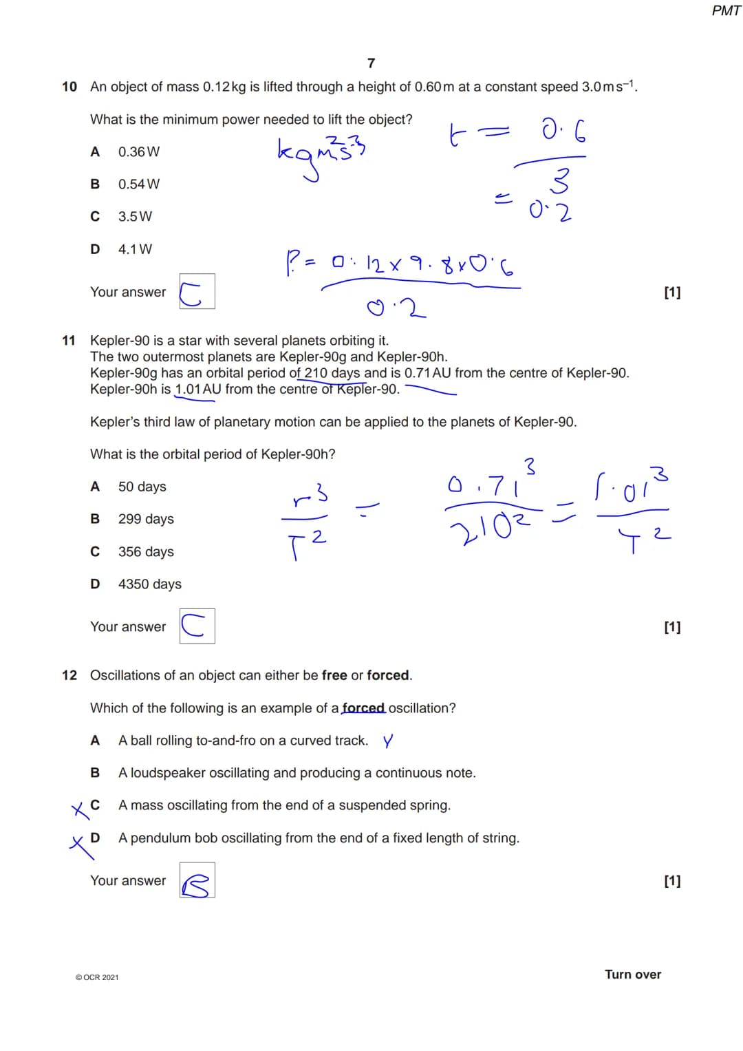 8334267511
OCR
Oxford Cambridge and RSA
Friday 8 October 2021 – Morning
A Level Physics A
H556/01 Modelling physics
Time allowed: 2 hours 15