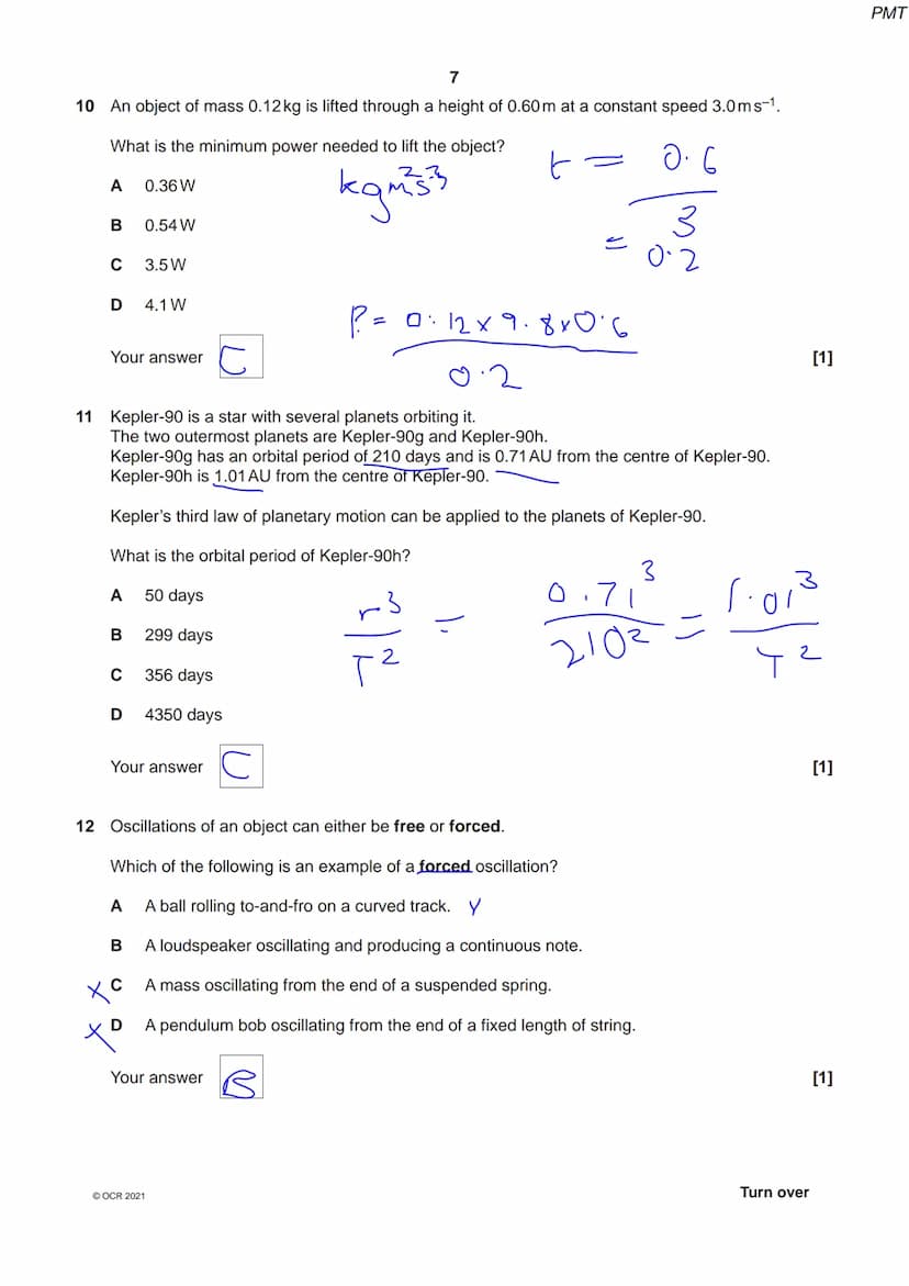 8334267511
OCR
Oxford Cambridge and RSA
Friday 8 October 2021 – Morning
A Level Physics A
H556/01 Modelling physics
Time allowed: 2 hours 15