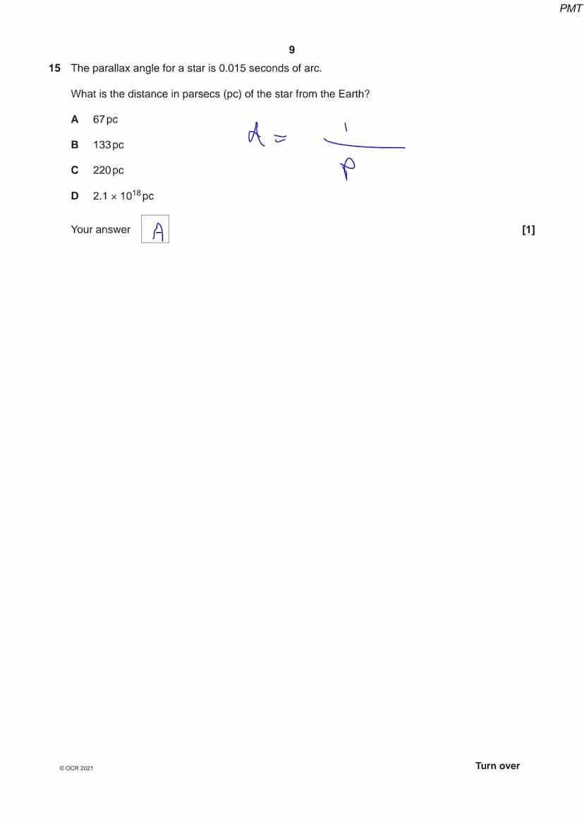8334267511
OCR
Oxford Cambridge and RSA
Friday 8 October 2021 – Morning
A Level Physics A
H556/01 Modelling physics
Time allowed: 2 hours 15