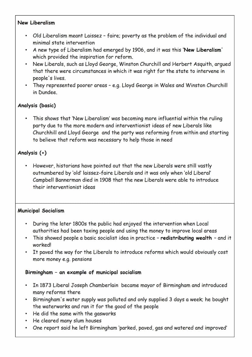 Britain: The Motives of the Liberal Reforms - Why did the Liberals introduce their reforms
1906-14?
Background (for intro)
.
Prior to 1906, 