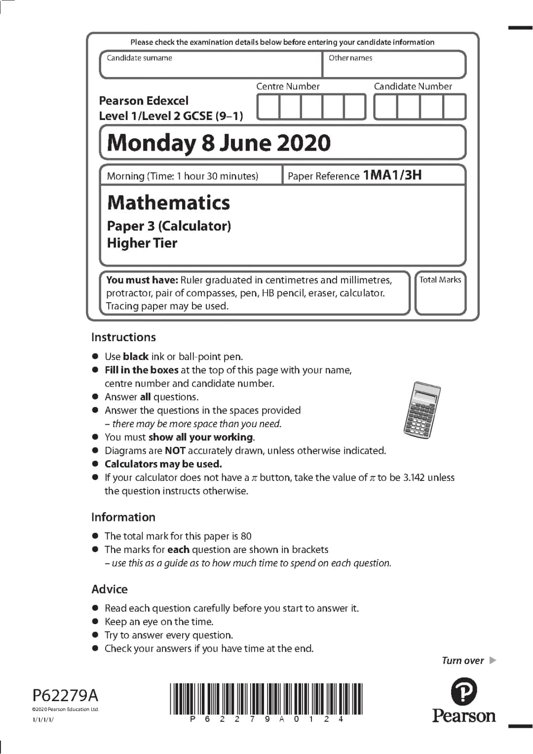 Maths 2020 3 answers