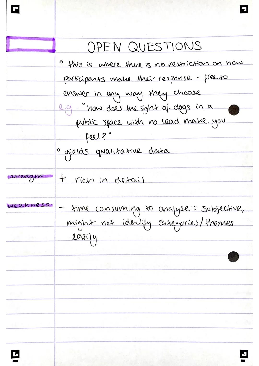 12
self-report methods: questionnaires.
questionnaires are a written self-report technique
where participants are given a pre-set number of
