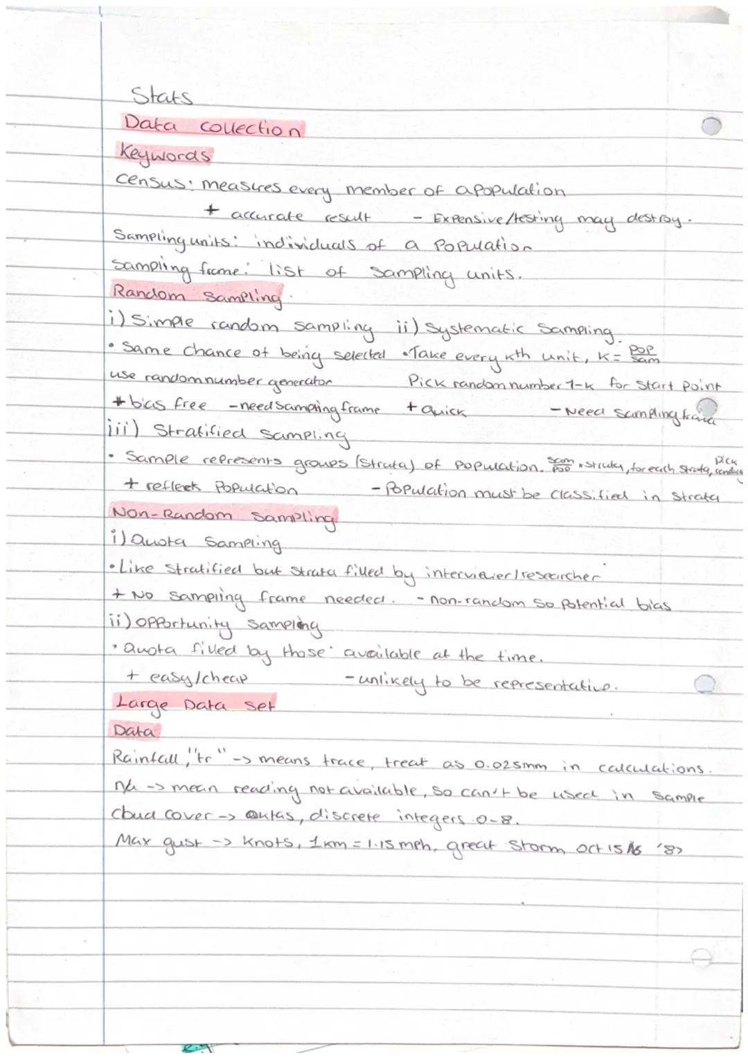 Stats
Data collection..
Keywords
census: measures every member of a population.
+ accurate
Sampling units: individuals of
Sampling frame:
li