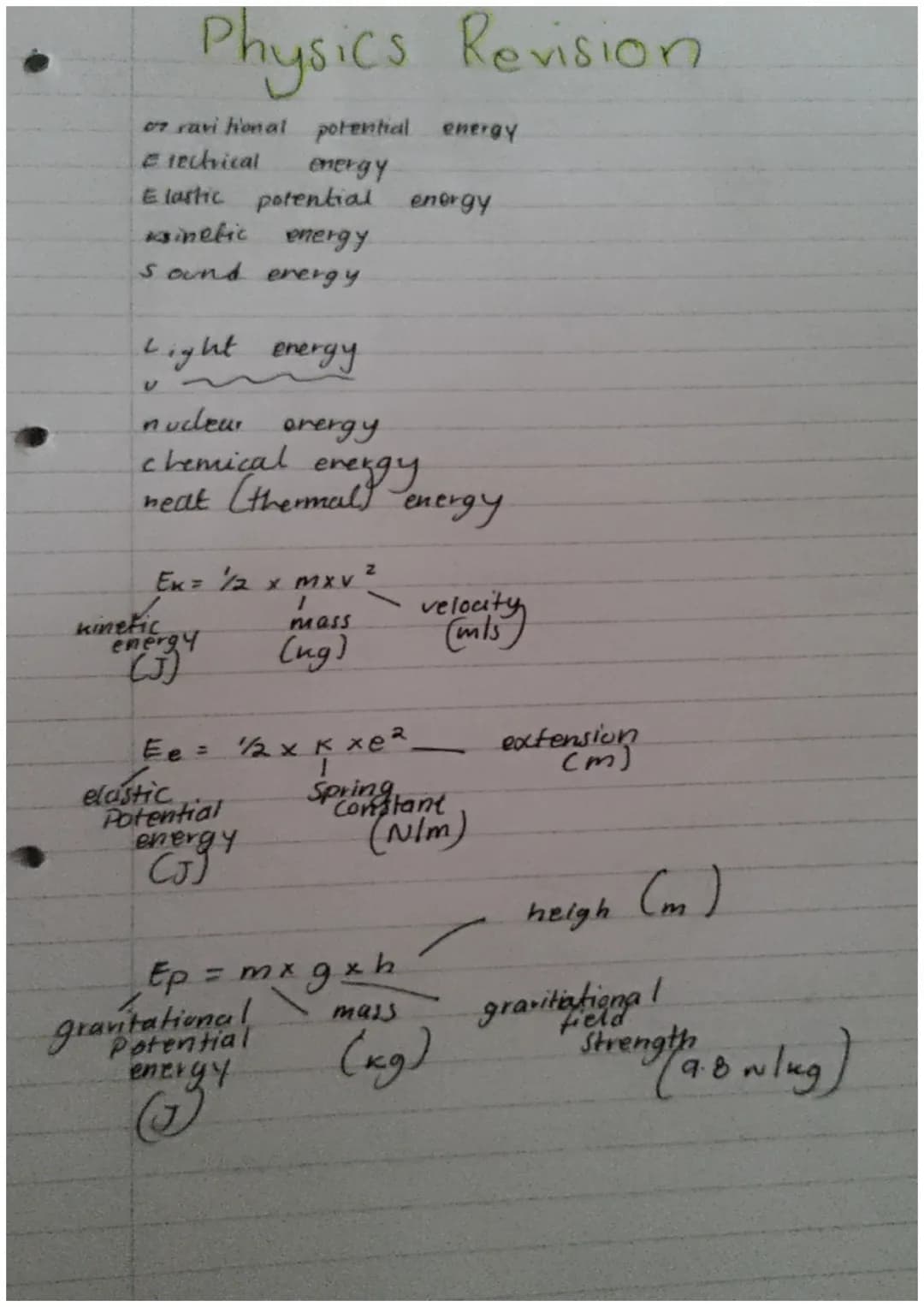 07 ravi hional potential energy
€ techvical
energy
Elastic potential energy
Kinetic
energy
sound energy
Physics Revision
Light energy
nucleu