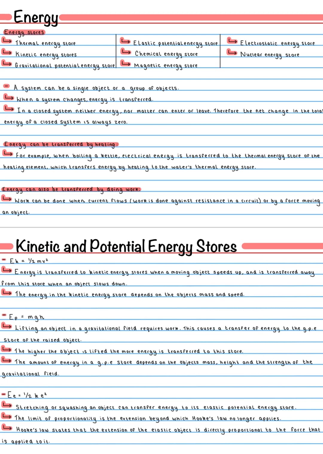 Energy
Energy stores
Thermal energy store
Kinetic energy stores
Gravitational potential energy store!
Elastic potential energy store
Chemica