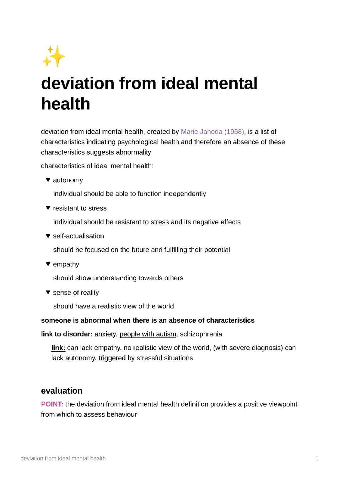 Deviation from Ideal Mental Health: Examples, Criteria, and Weaknesses for AQA Psychology