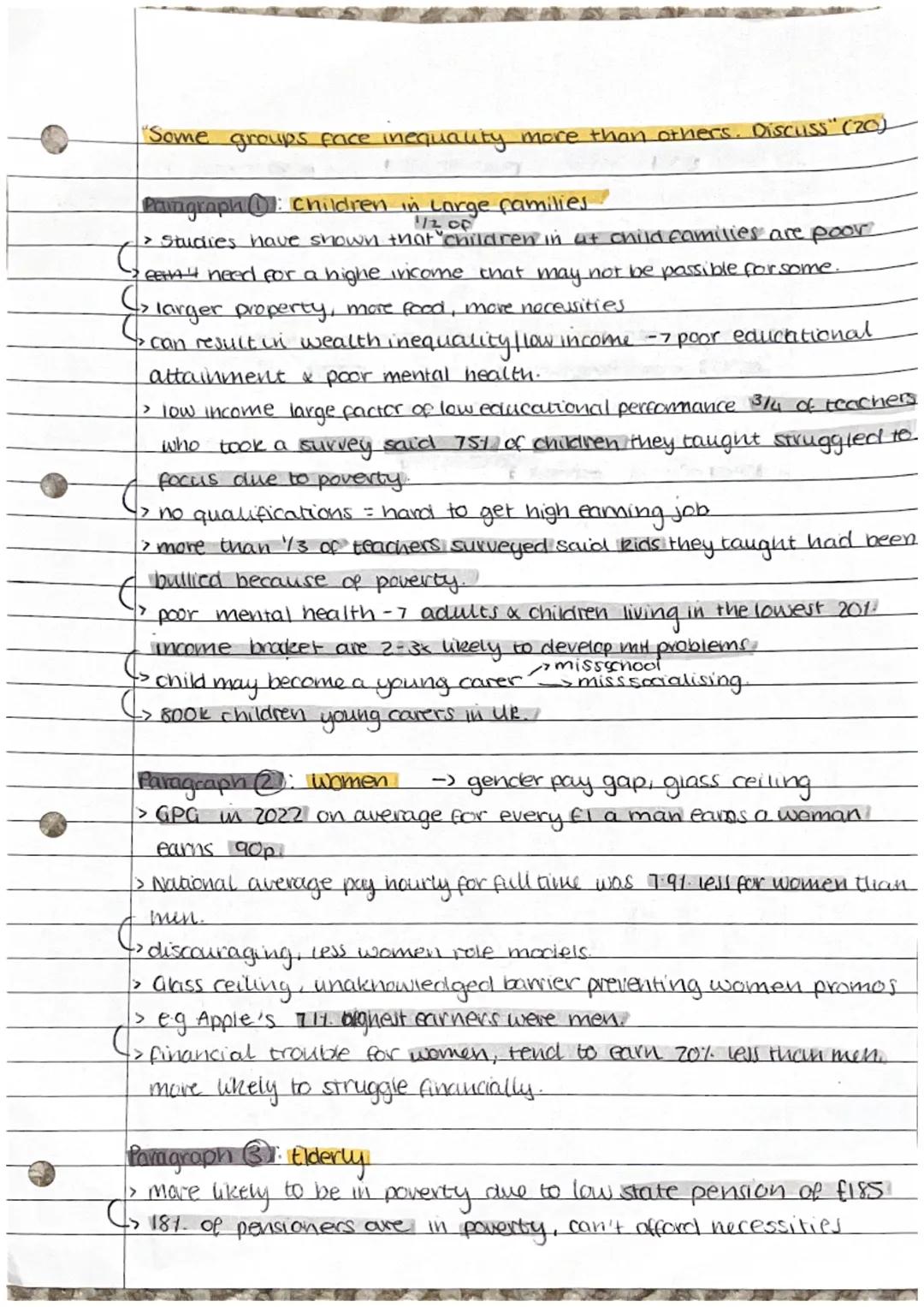 Modern studies essay plan on groups and inequality 