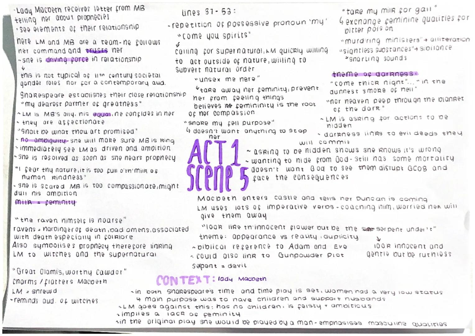 Lady Macbeth receives letter from MB
telling her about prophecies
see elements of their relationship
here LM and MB are a team-ne follows
ne