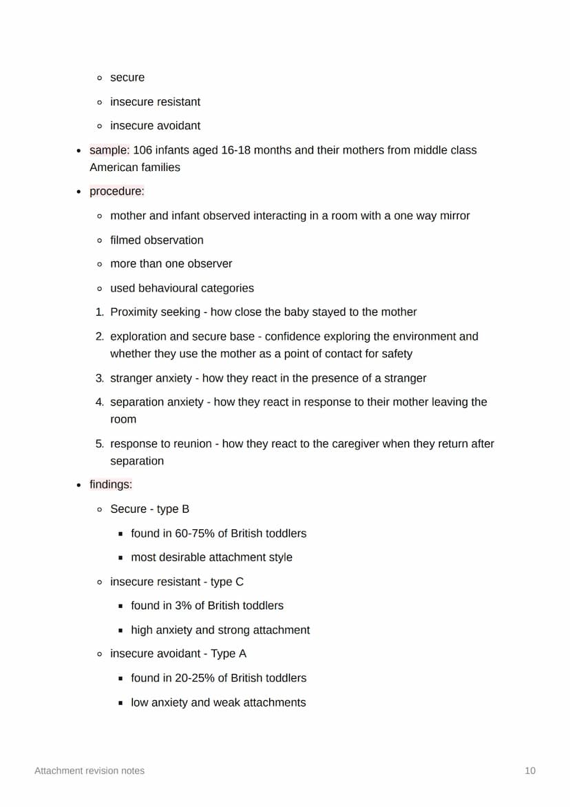 1
Attachment revision notes
Caregiver-infant interactions
• attachment - a close two way emotional bond between two individuals, seeing
the 