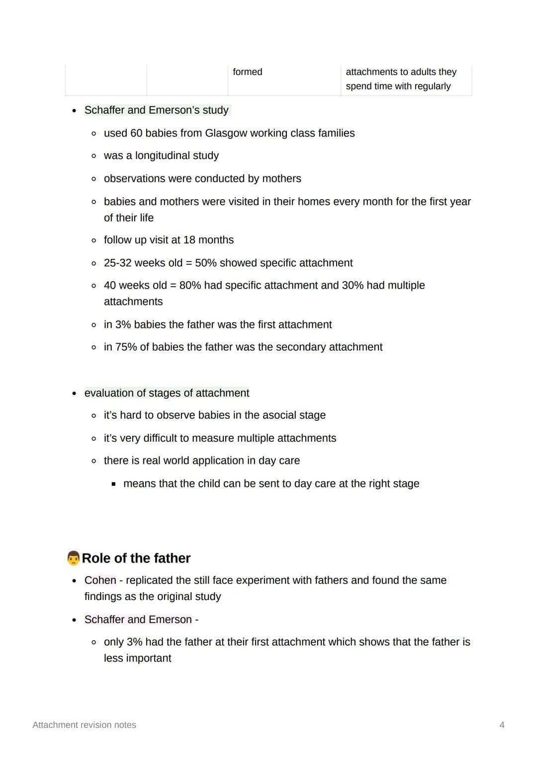1
Attachment revision notes
Caregiver-infant interactions
• attachment - a close two way emotional bond between two individuals, seeing
the 