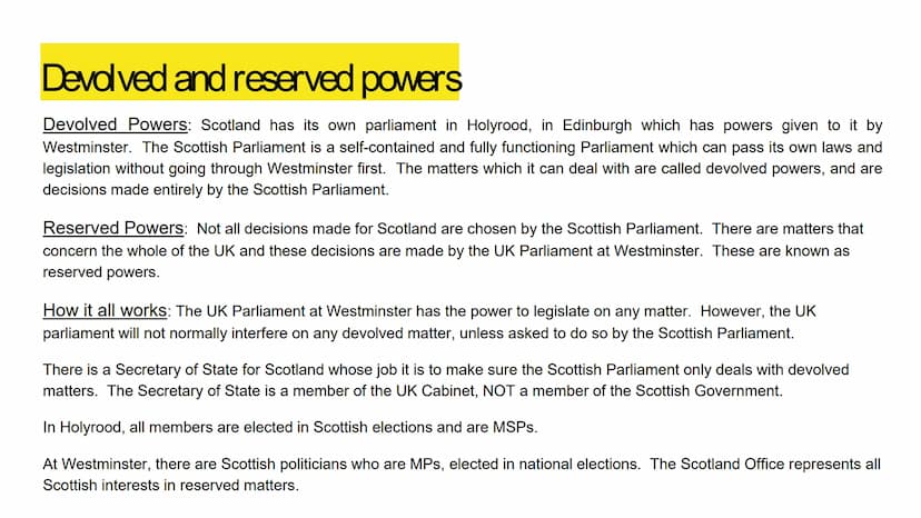 Revision
Democracy in
Scotland Power and decision making Features of a Democratic Political Society
The United Kingdom is a constitutional d