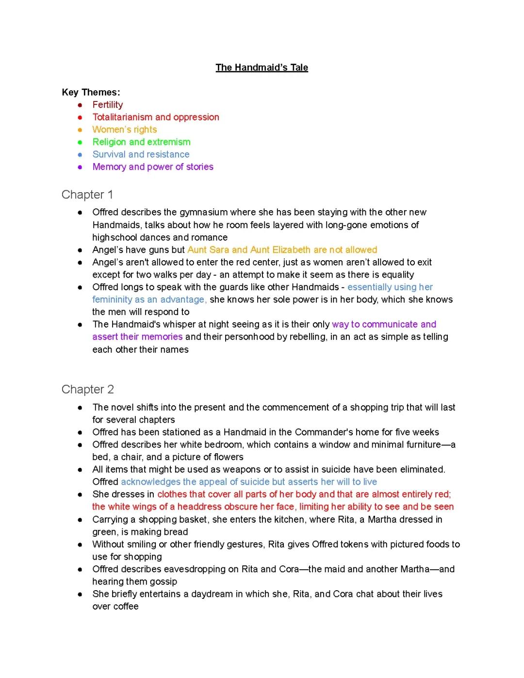 Handmaid’s Tale Chapter Summaries and Themes – Easy Guide