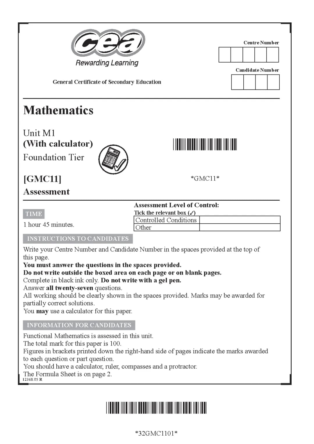 Ccea GCSE Maths M1 Past Papers and Mark Schemes (2020 & 2019)