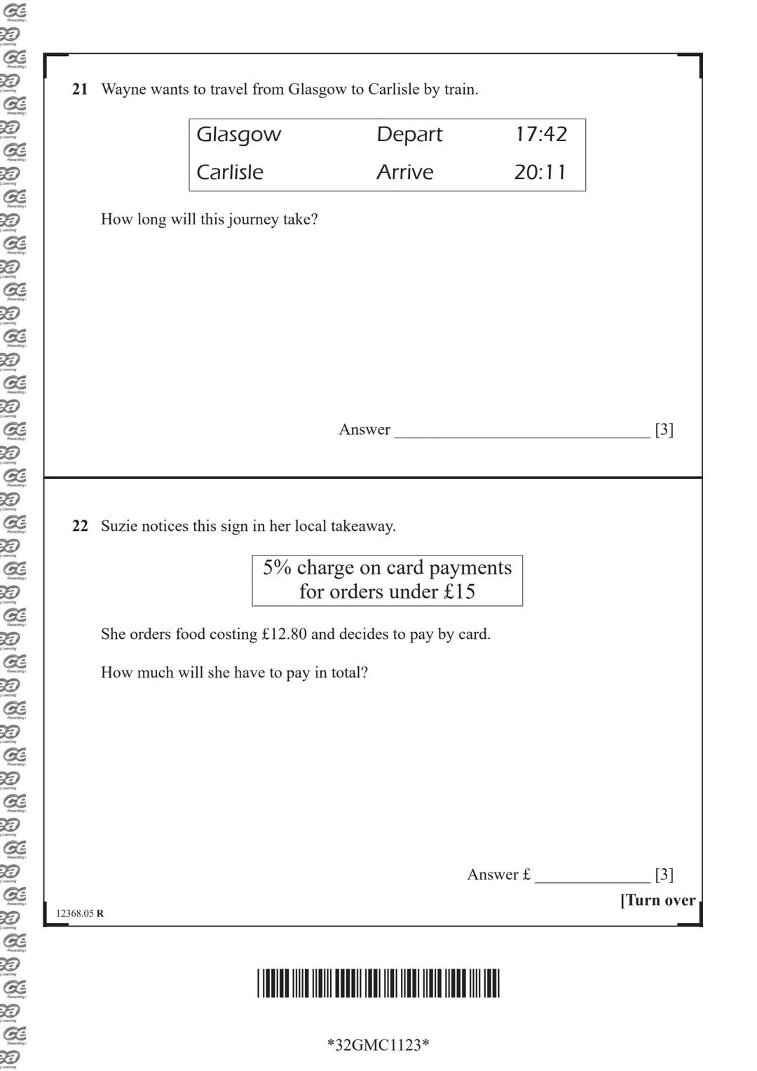 cea
Rewarding Learning
General Certificate of Secondary Education
Mathematics
Unit M1
(With calculator)
Foundation Tier
[GMC11]
Assessment
T