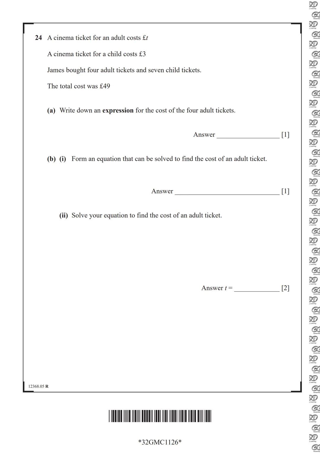 cea
Rewarding Learning
General Certificate of Secondary Education
Mathematics
Unit M1
(With calculator)
Foundation Tier
[GMC11]
Assessment
T