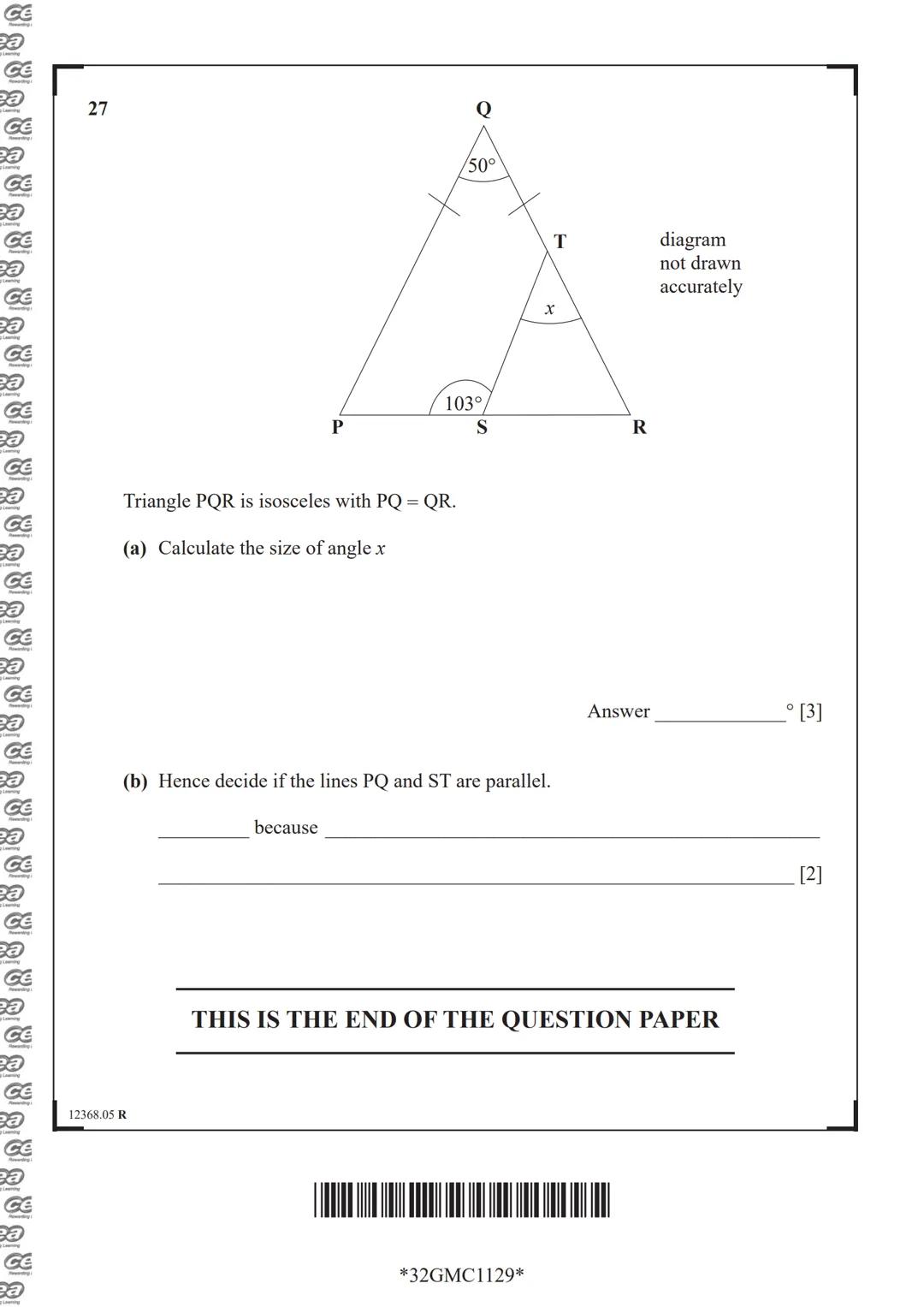 cea
Rewarding Learning
General Certificate of Secondary Education
Mathematics
Unit M1
(With calculator)
Foundation Tier
[GMC11]
Assessment
T