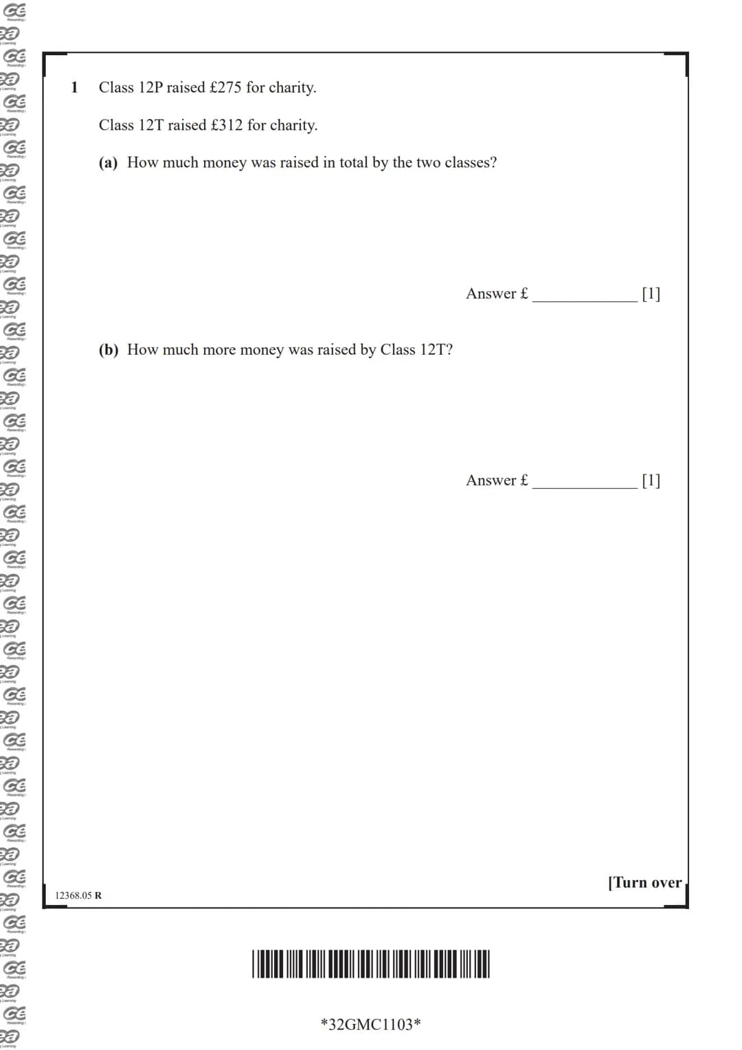 cea
Rewarding Learning
General Certificate of Secondary Education
Mathematics
Unit M1
(With calculator)
Foundation Tier
[GMC11]
Assessment
T