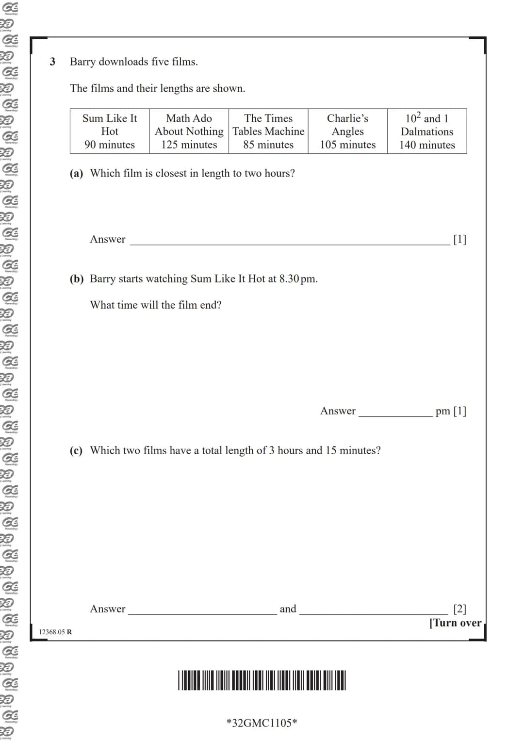 cea
Rewarding Learning
General Certificate of Secondary Education
Mathematics
Unit M1
(With calculator)
Foundation Tier
[GMC11]
Assessment
T