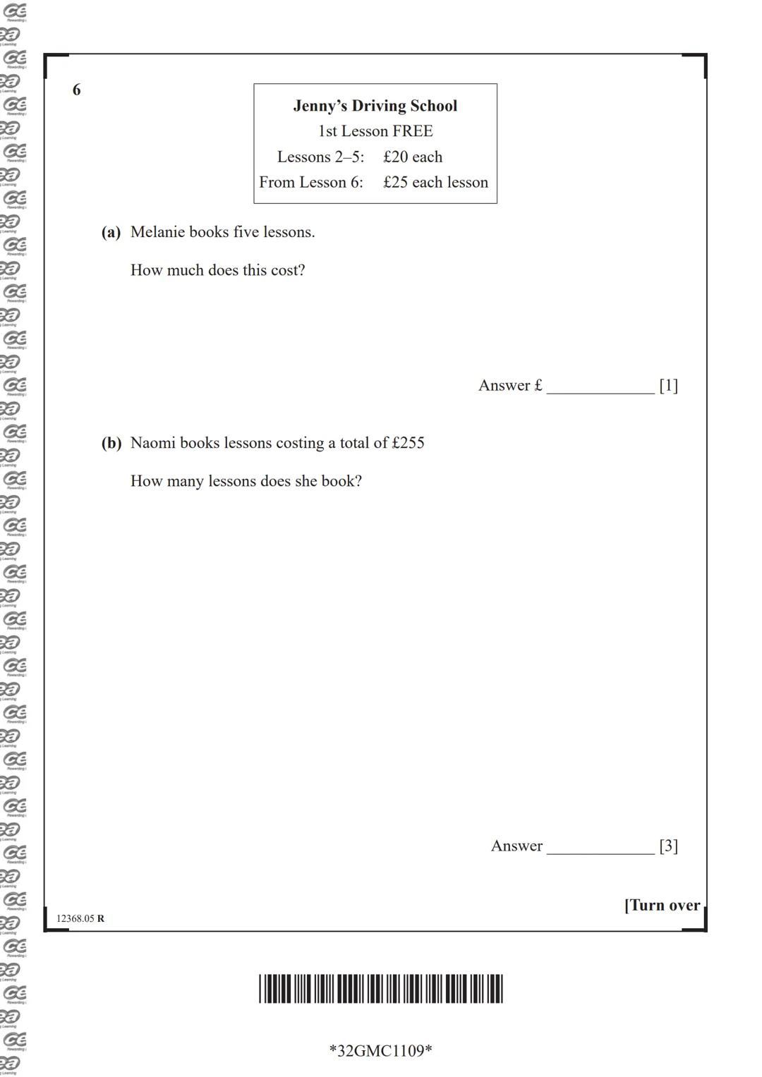 cea
Rewarding Learning
General Certificate of Secondary Education
Mathematics
Unit M1
(With calculator)
Foundation Tier
[GMC11]
Assessment
T