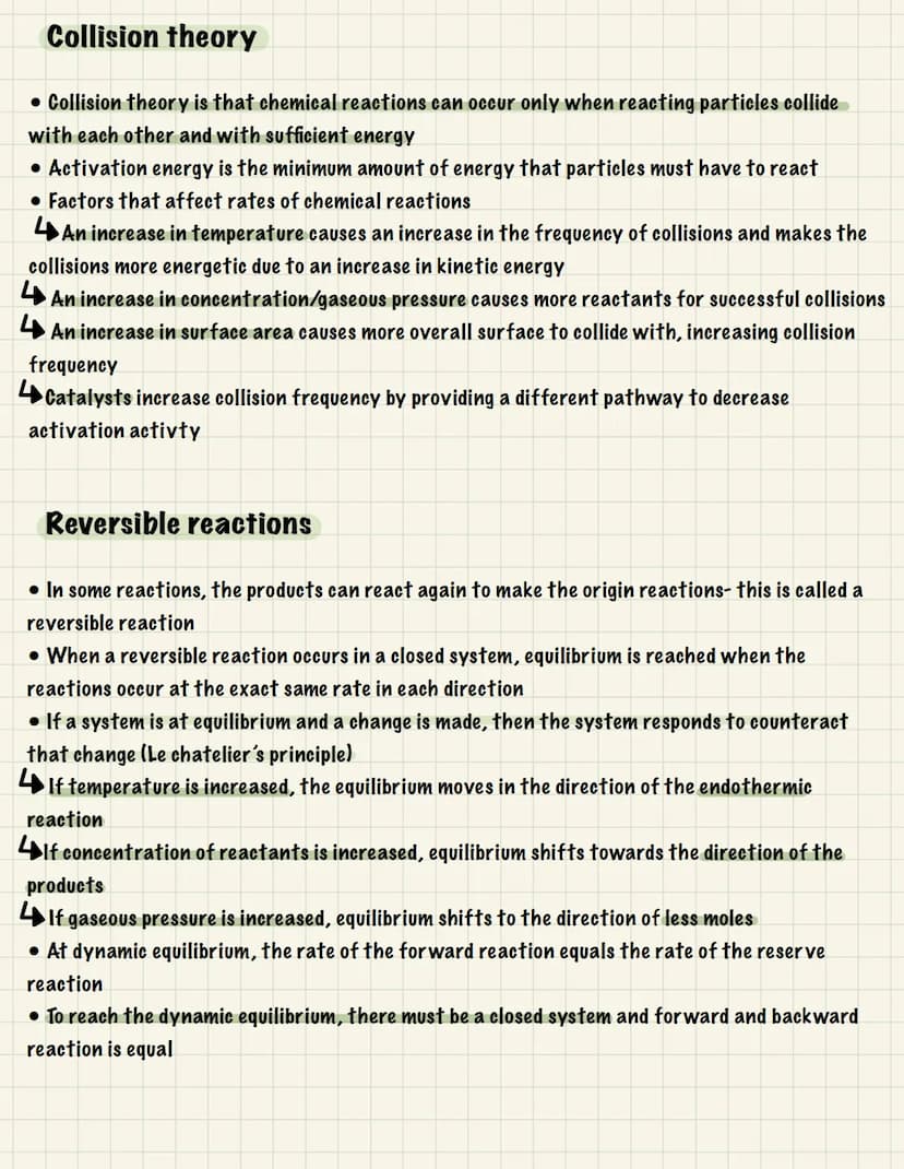 CHEMISTRY
UNIT 3: RATES, EQUILIBRIUM & ORGANIC CHEM
Rates & equilibrium (C8):
Rate of reaction
•The rate of reactions tells you how fast rea