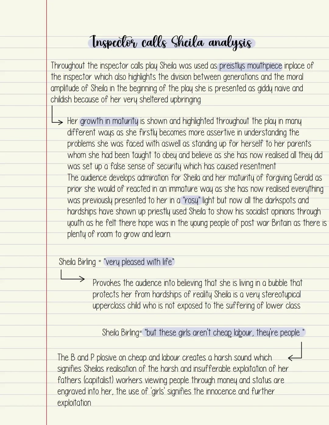 Sheila analysis and quotes <3