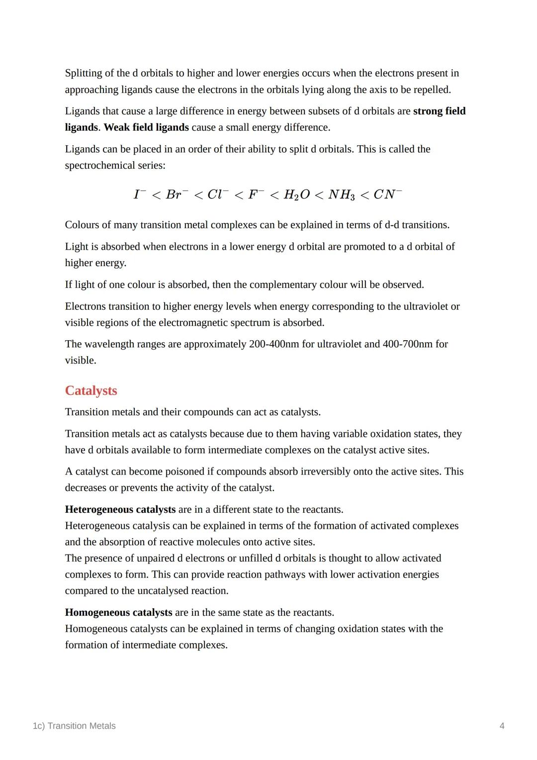 1c) Transition Metals
unit
e materials
Done
Inorganic Chemistry
Electronic Configuration
Transition metals are found between groups 2 and 3 