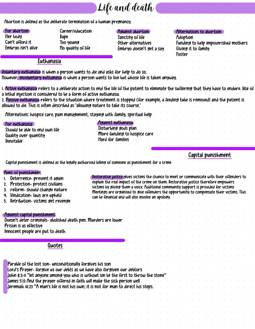 CCEA GCSE religious studies- life and death 