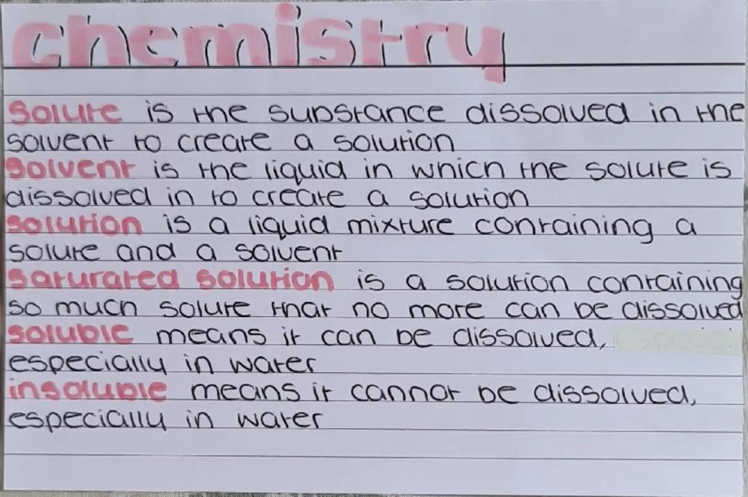 Chemistry Solutions Terms Definitions Flashcards