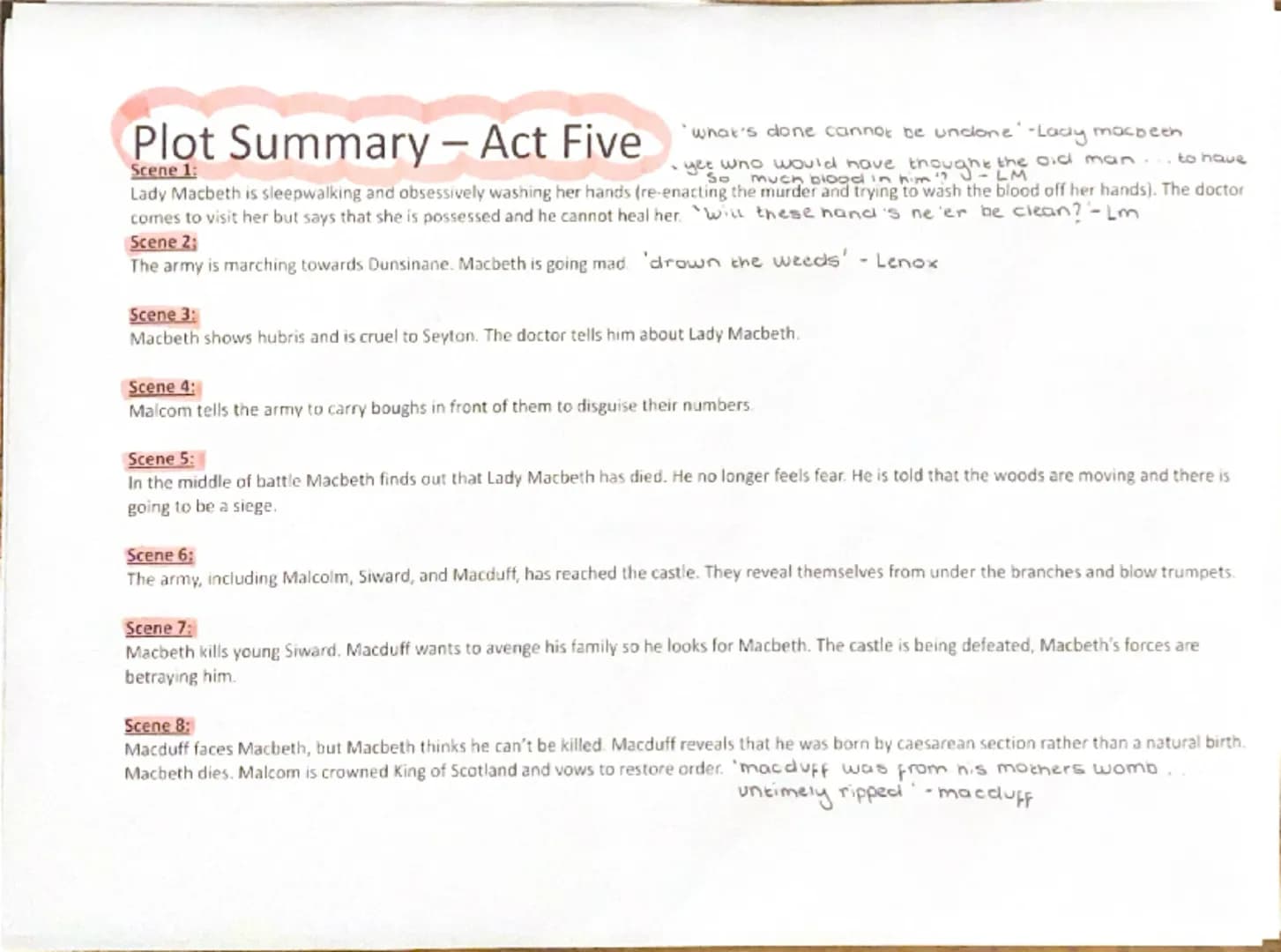--- OCR Start ---
Plot Summary - Act One
Scene 1:
Opens with the three witches meeting, and they arrange to meet Macbeth. This is the first 