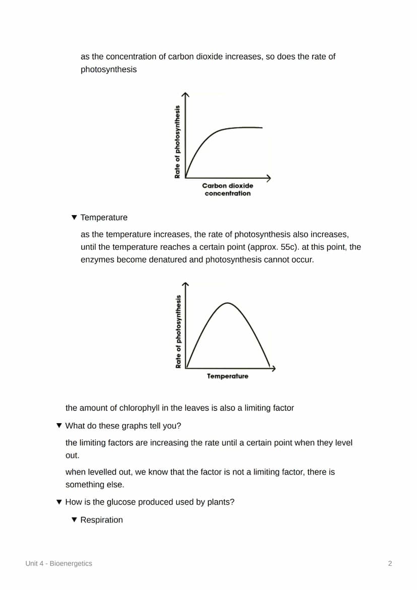 Unit 4 - Bioenergetics
4.4.1 Photosynthesis
▾ What happens during photosynthesis?
plants take in CO2 from air and water from soil to produce
