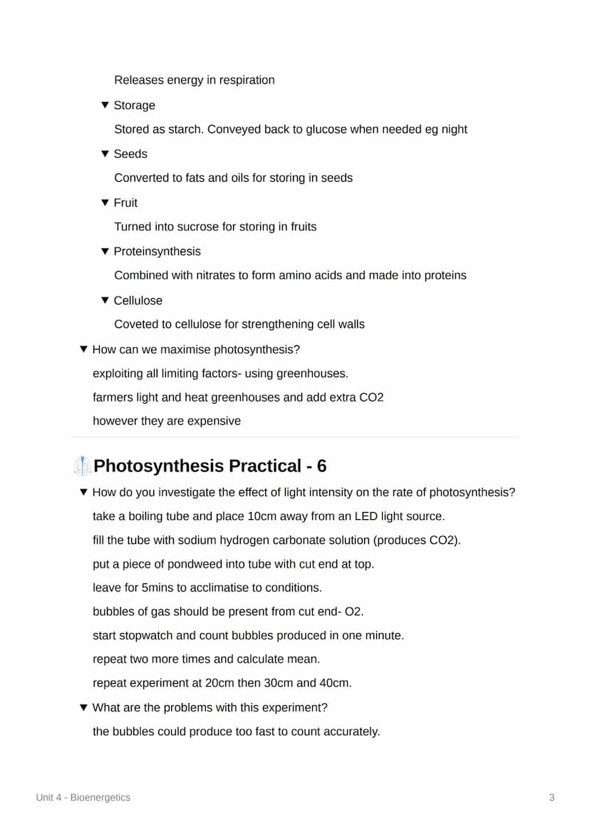 Unit 4 - Bioenergetics
4.4.1 Photosynthesis
▾ What happens during photosynthesis?
plants take in CO2 from air and water from soil to produce