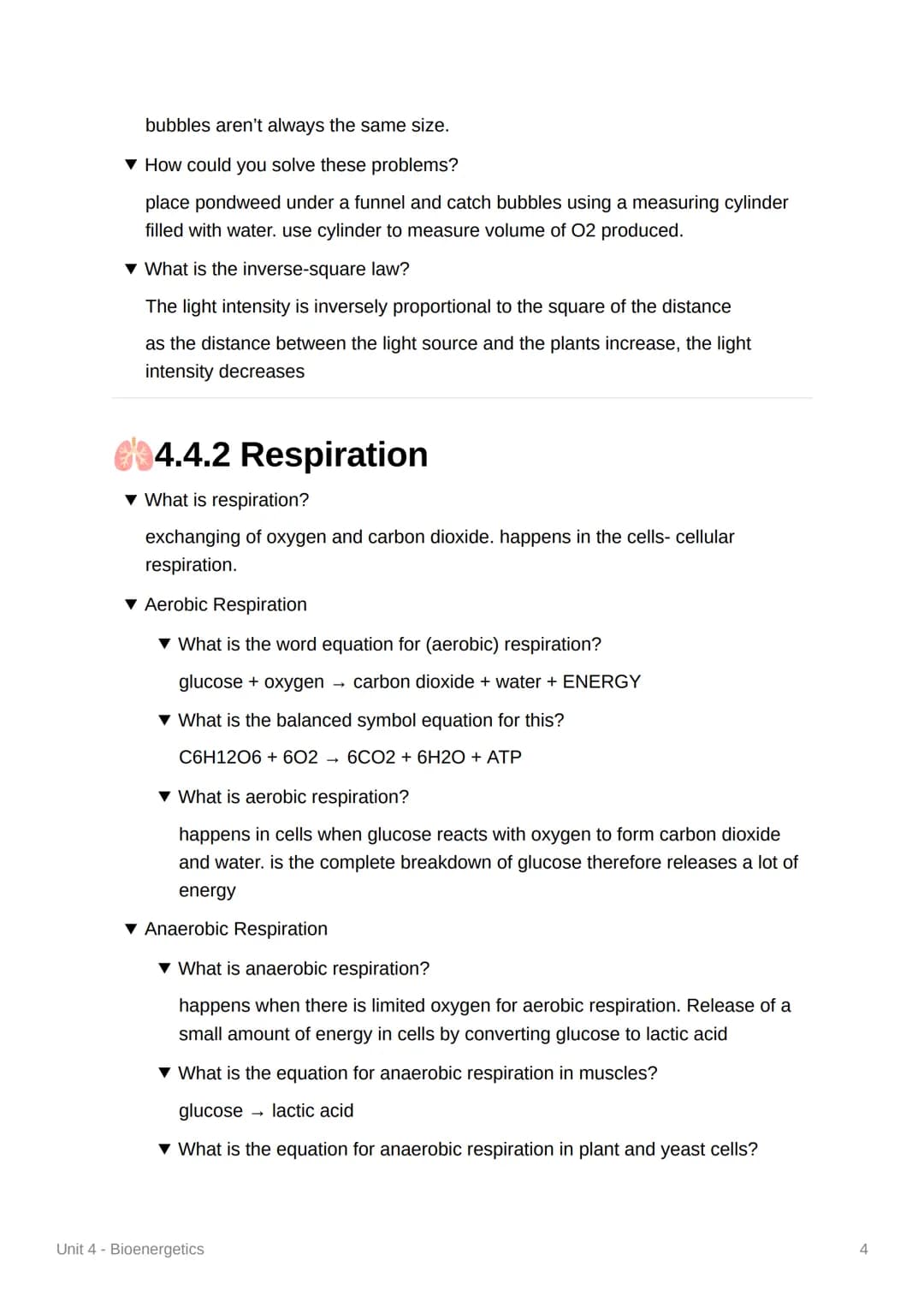 Unit 4 - Bioenergetics
4.4.1 Photosynthesis
▾ What happens during photosynthesis?
plants take in CO2 from air and water from soil to produce